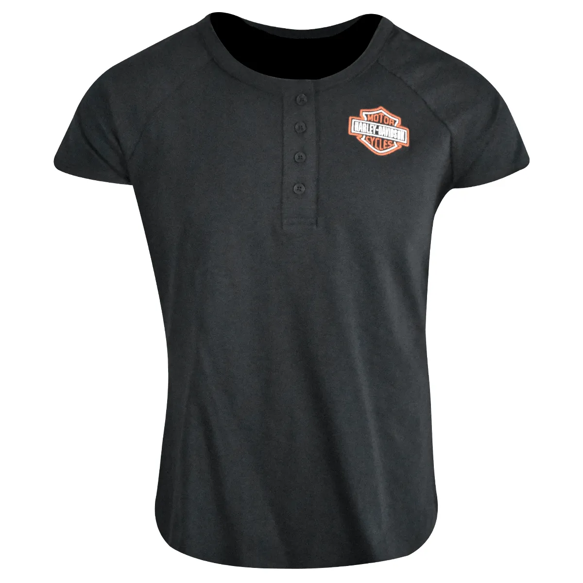 HD Branded Women's T-Shirt Black 4 Button Henley (S24)