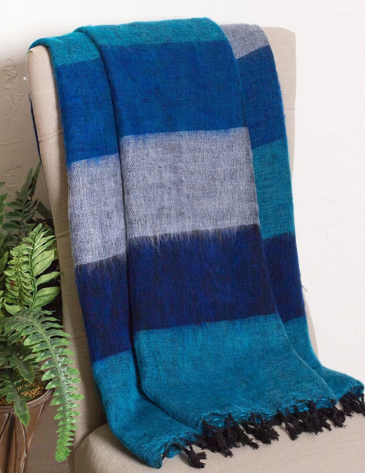 Himalayan Yak Wool Large Wrap - Blue Ice