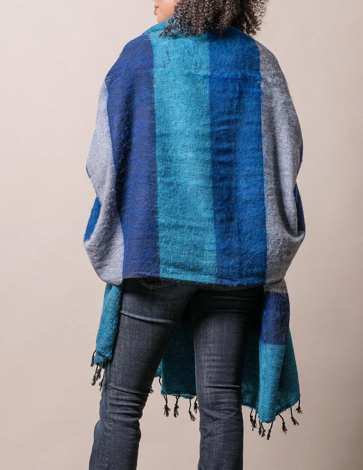 Himalayan Yak Wool Large Wrap - Blue Ice