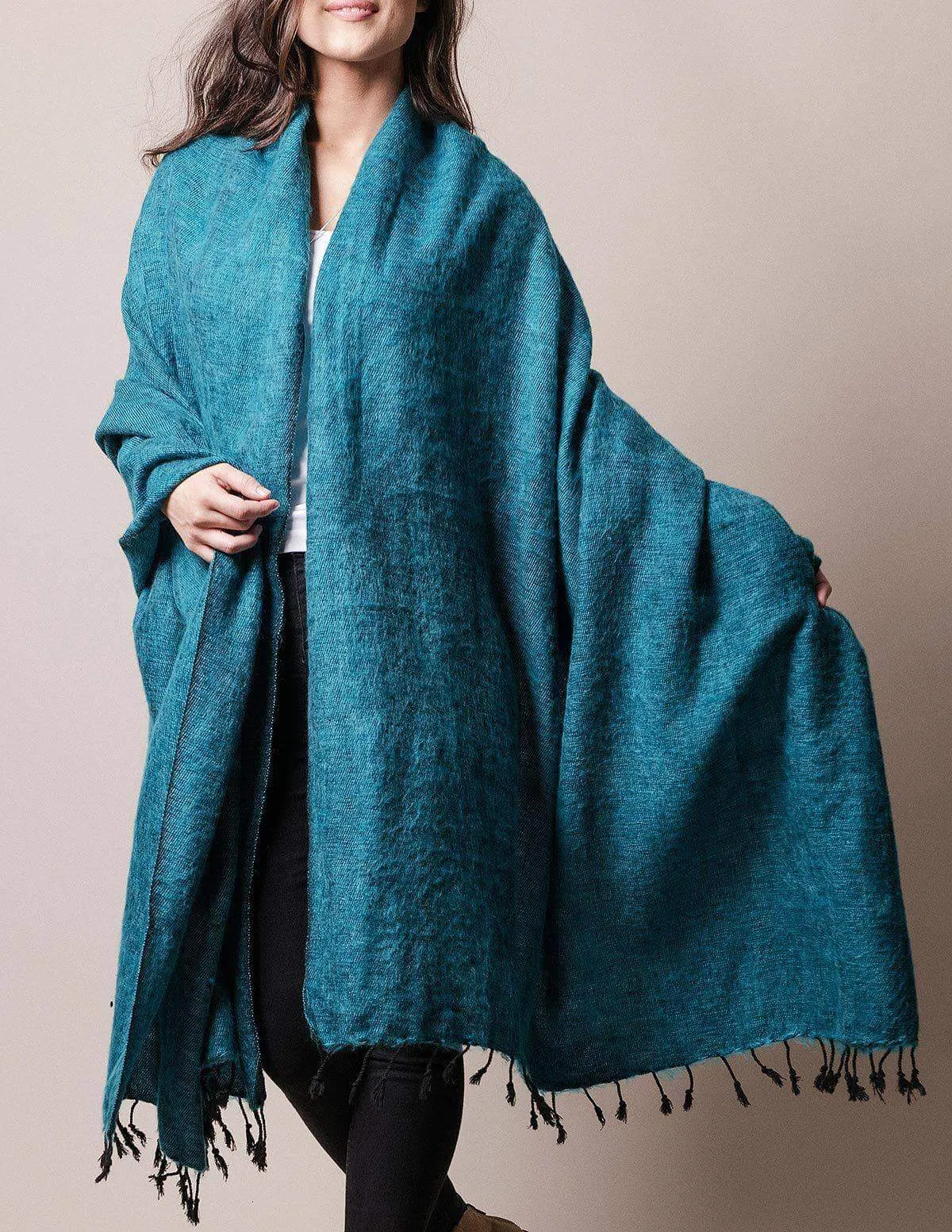 Himalayan Yak Wool Large Wrap - Teal