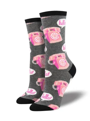 Hold the Phone Womens Cotton Crew Socks