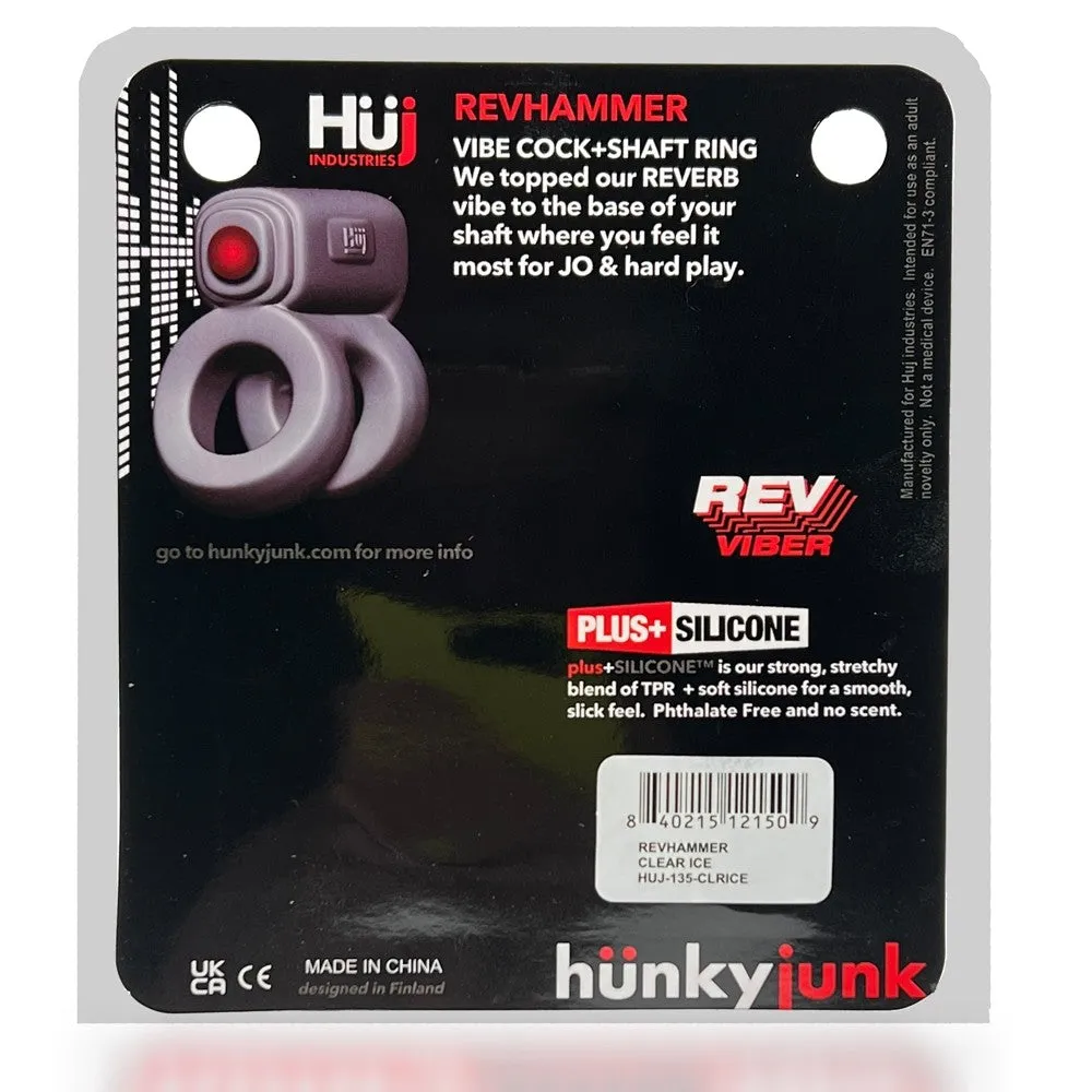 Hunkyjunk Revhammer Cock & Shaft Ring with Bullet Vibrator Teal Ice