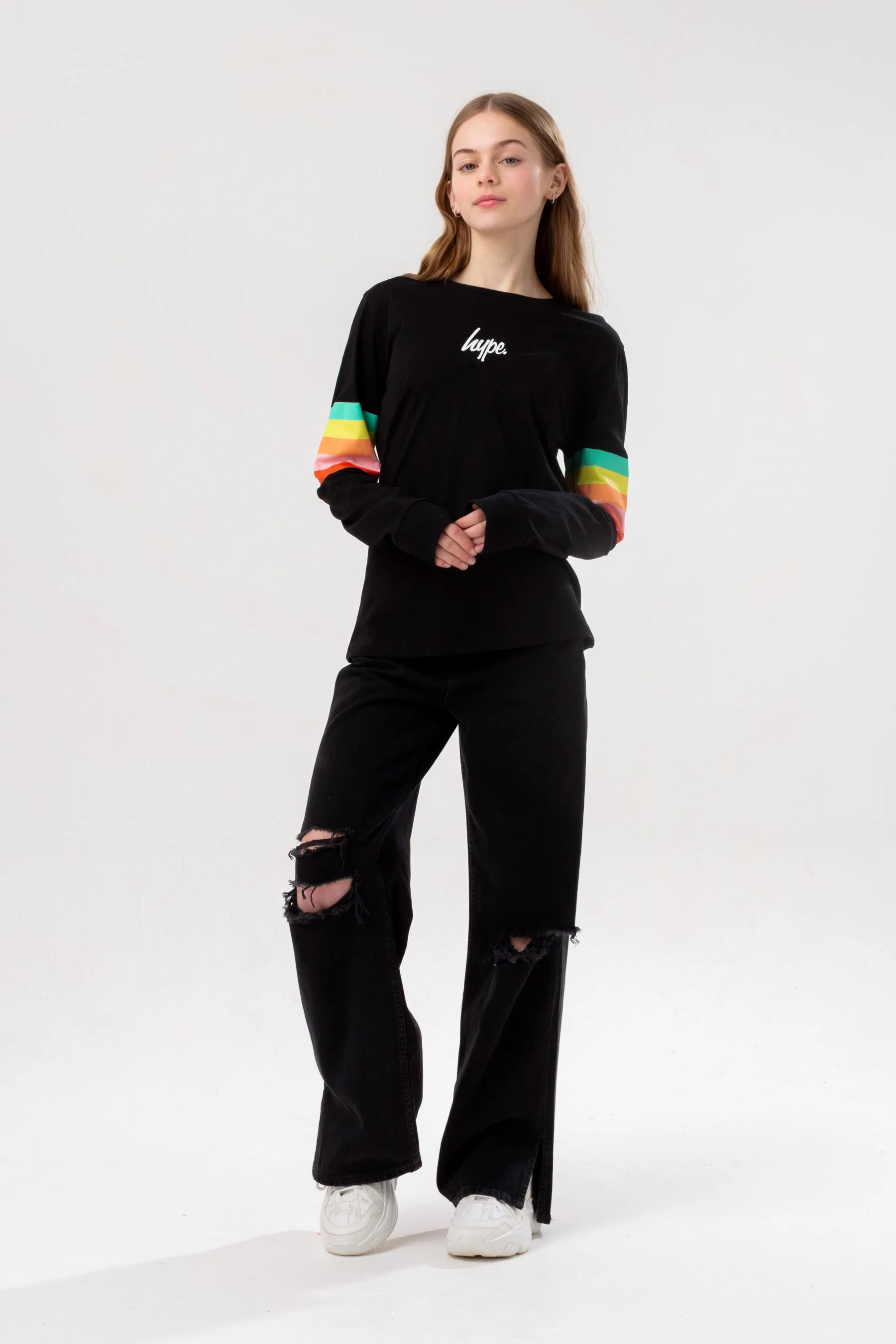 Hype Girls Rainbow Sleeve L/S T-Shirt