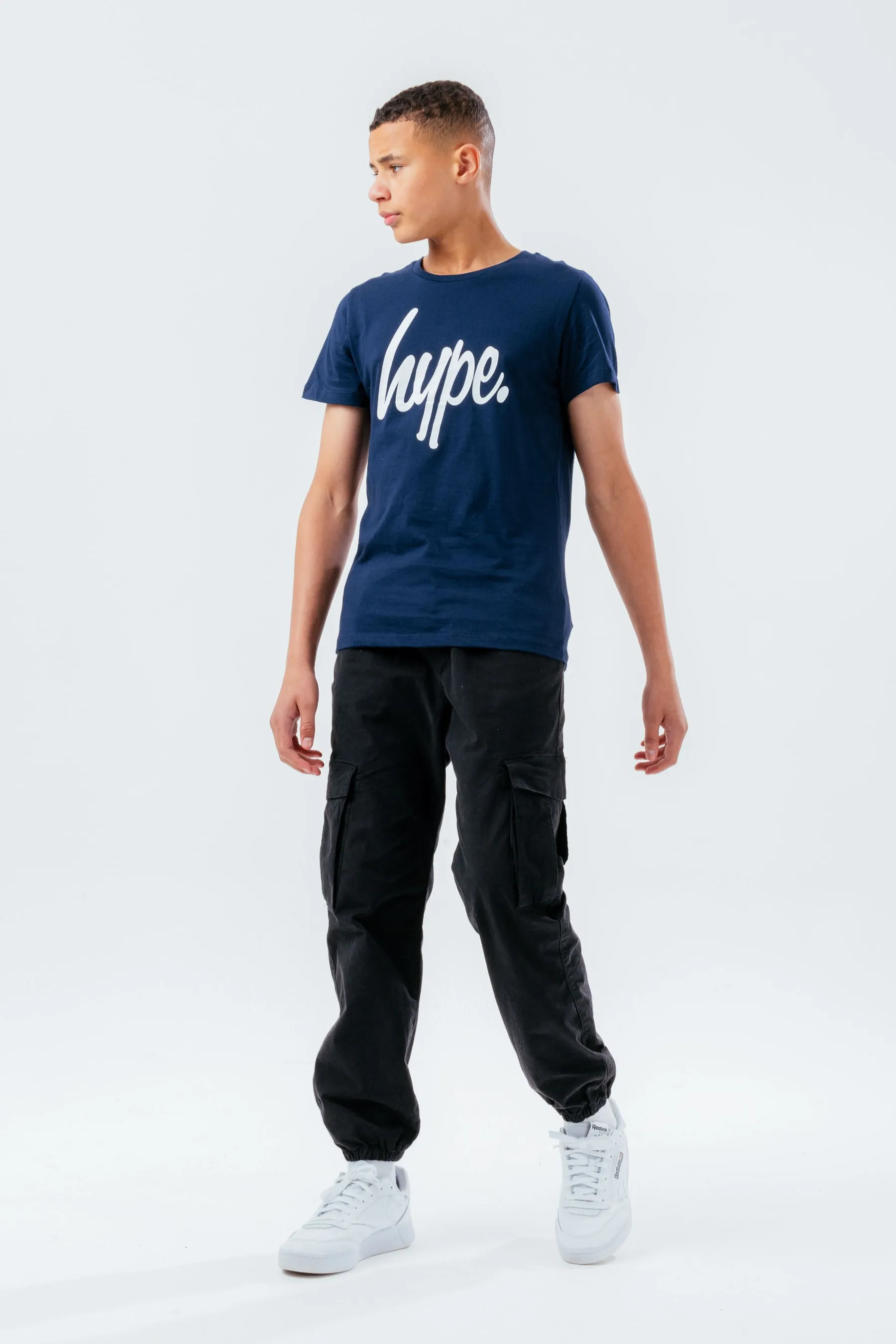 Hype Unisex Kids Navy Script T-Shirt