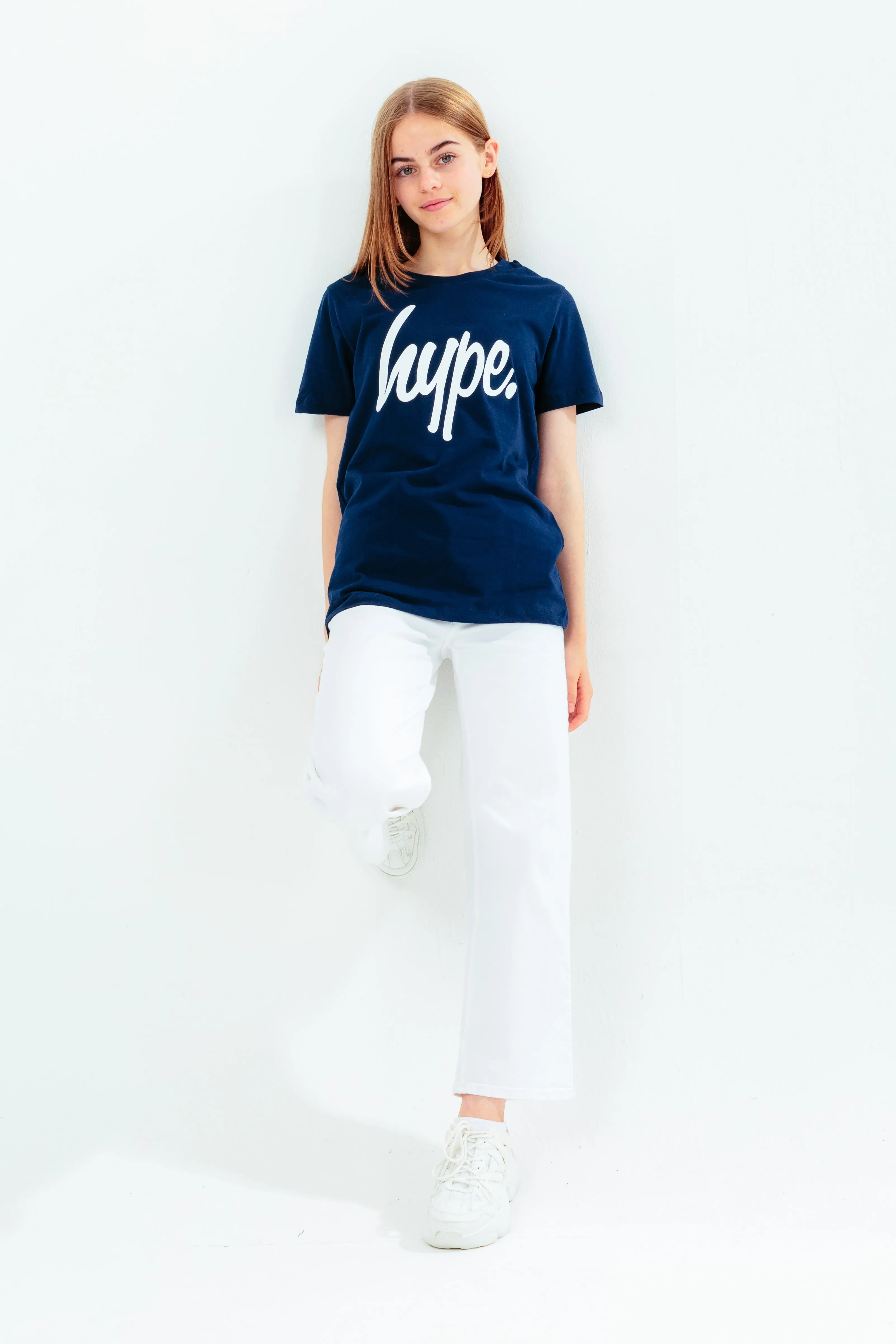 Hype Unisex Kids Navy Script T-Shirt