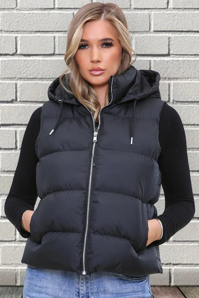 Italian Puffer Zip Hooded Short Gilet