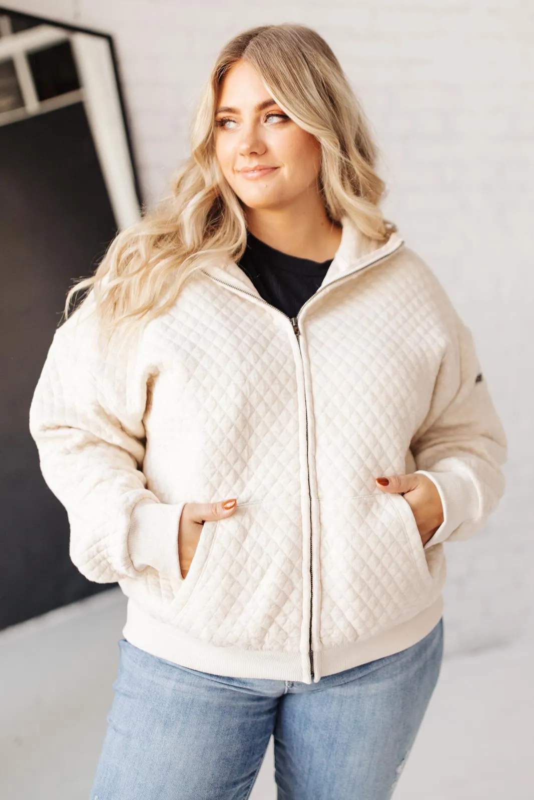 Keep Me Cozy Quilted Jacket in Cream