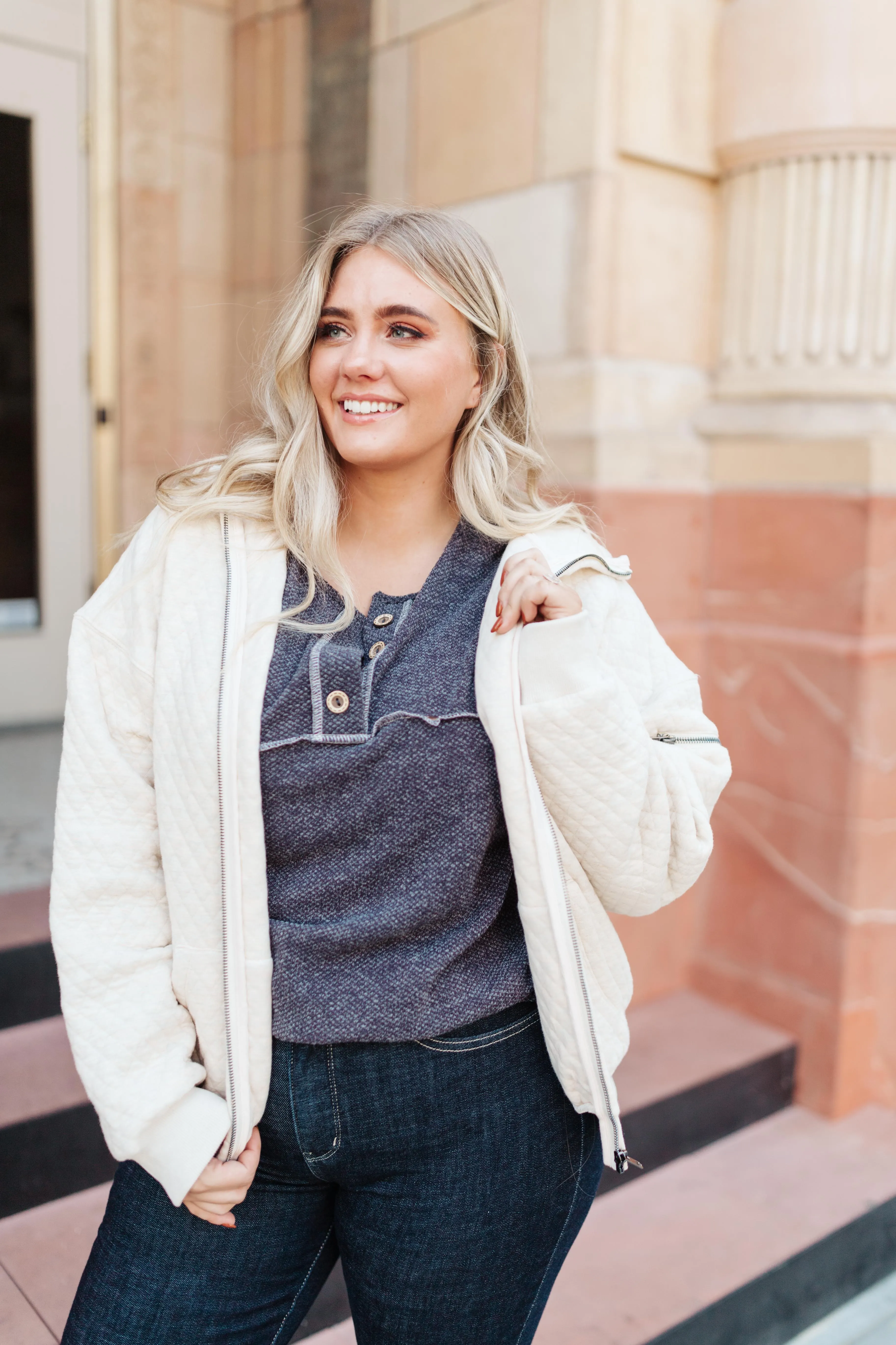 Keep Me Cozy Quilted Jacket in Cream