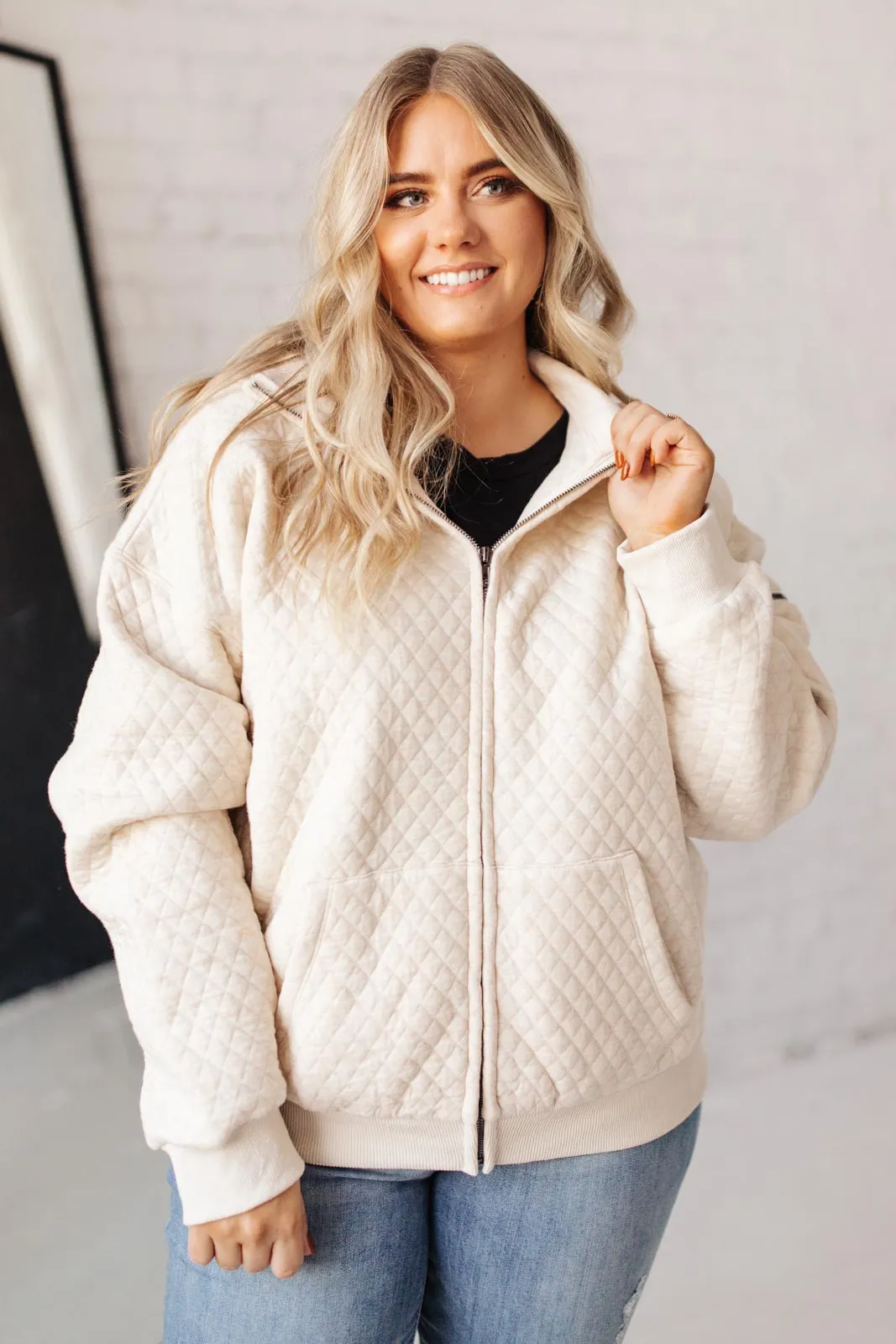 Keep Me Cozy Quilted Jacket in Cream