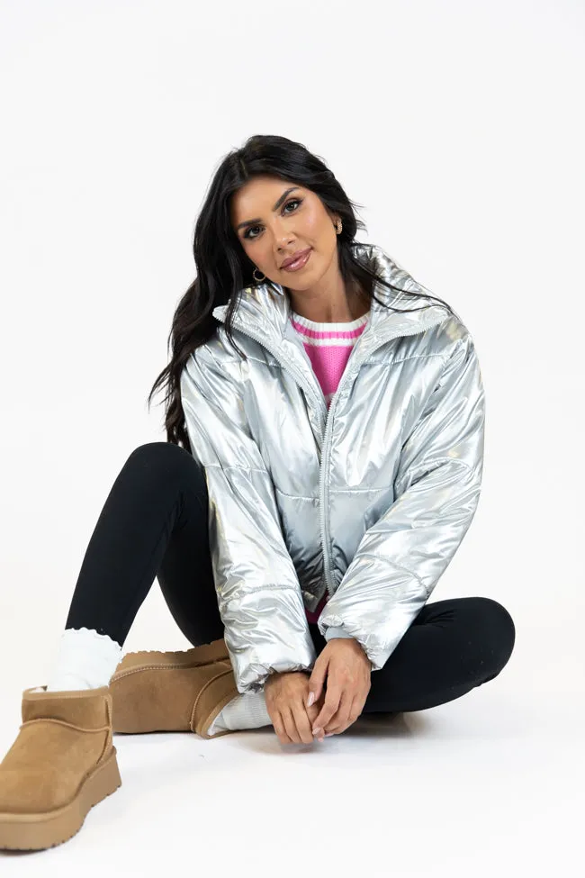 Keep Me Warm Silver Chrome Puffer Jacket FINAL SALE