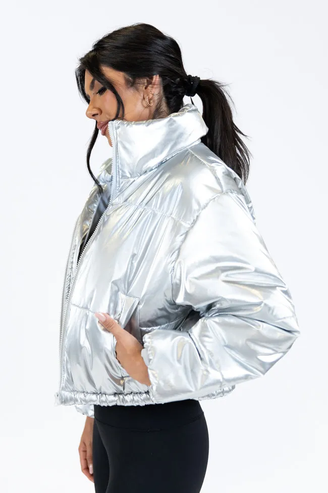 Keep Me Warm Silver Chrome Puffer Jacket FINAL SALE