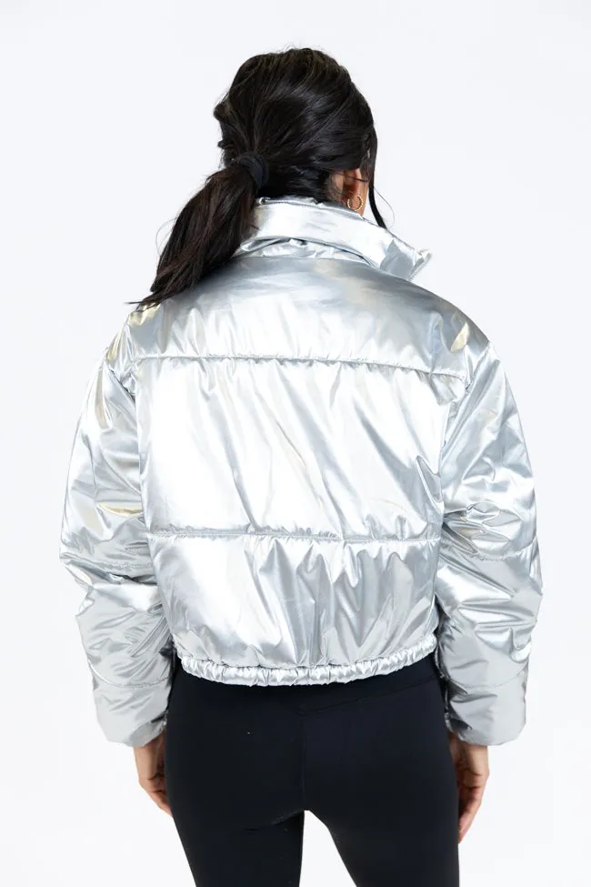 Keep Me Warm Silver Chrome Puffer Jacket FINAL SALE