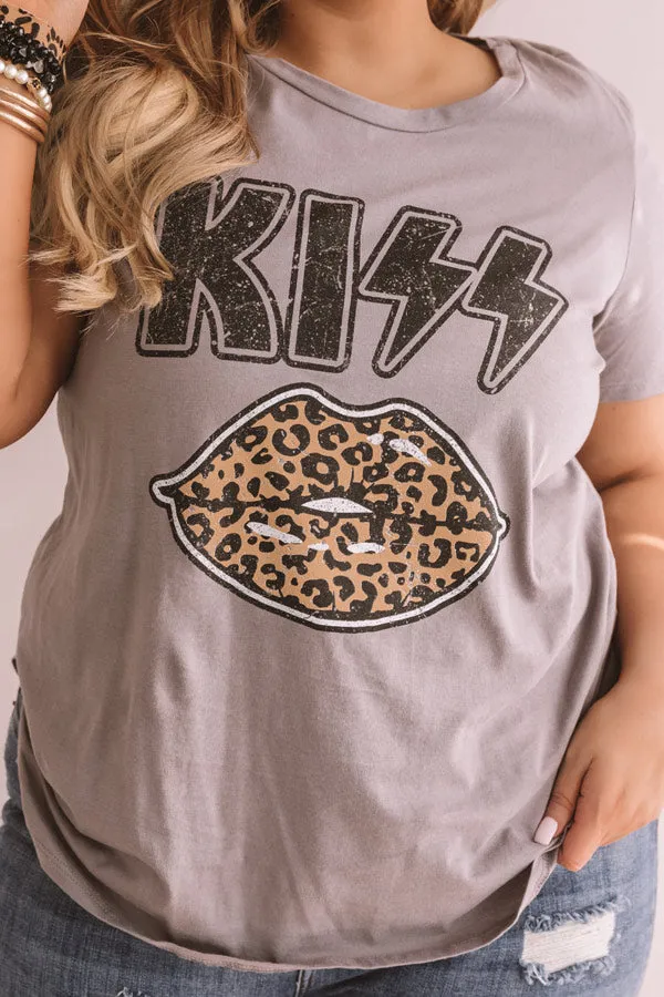 Kiss Leopard Shift Tee In Grey Curves