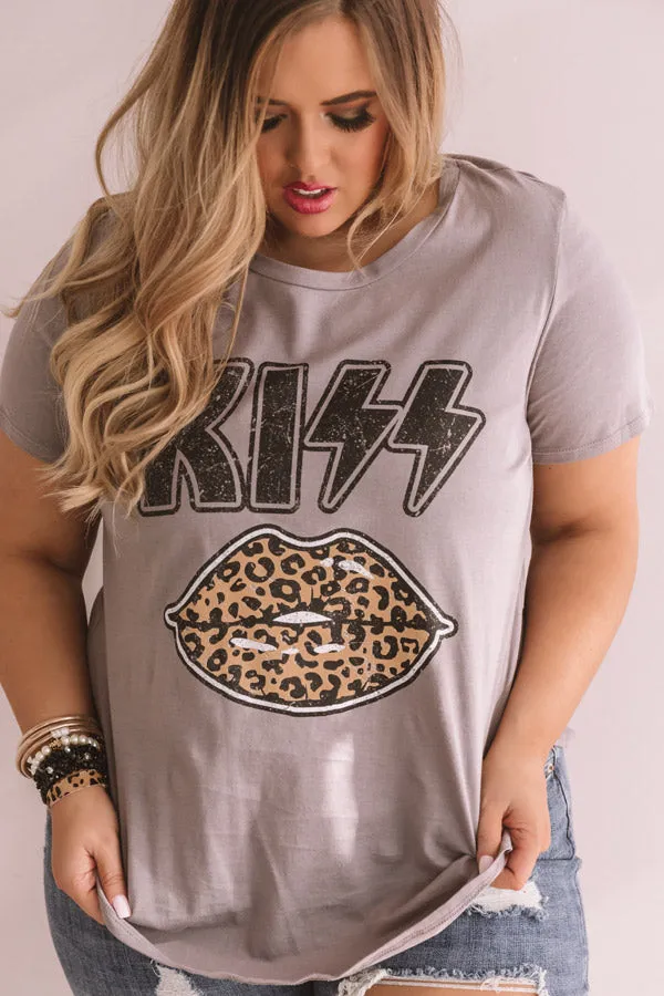 Kiss Leopard Shift Tee In Grey Curves