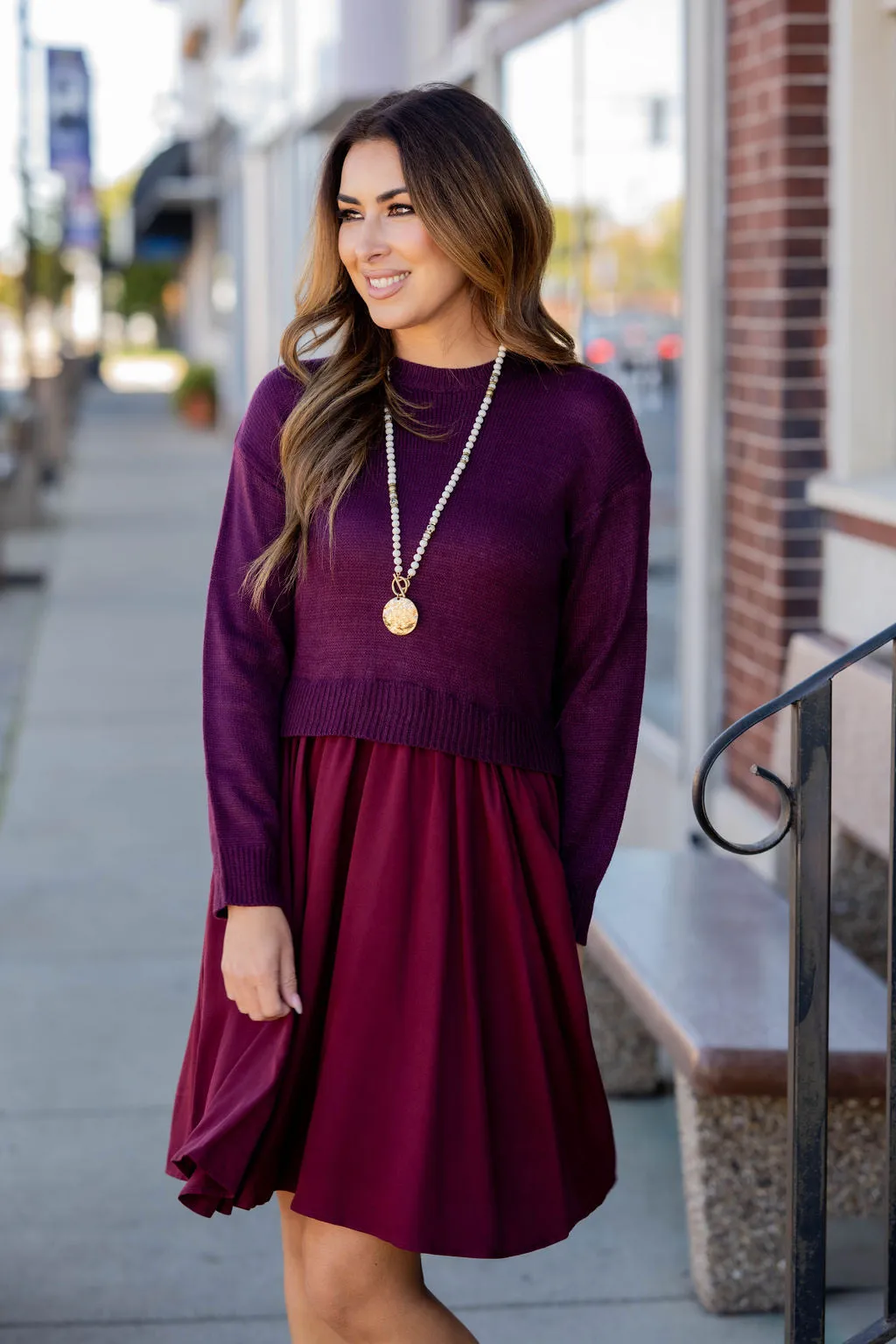 Knit Top Faux Layered Dress