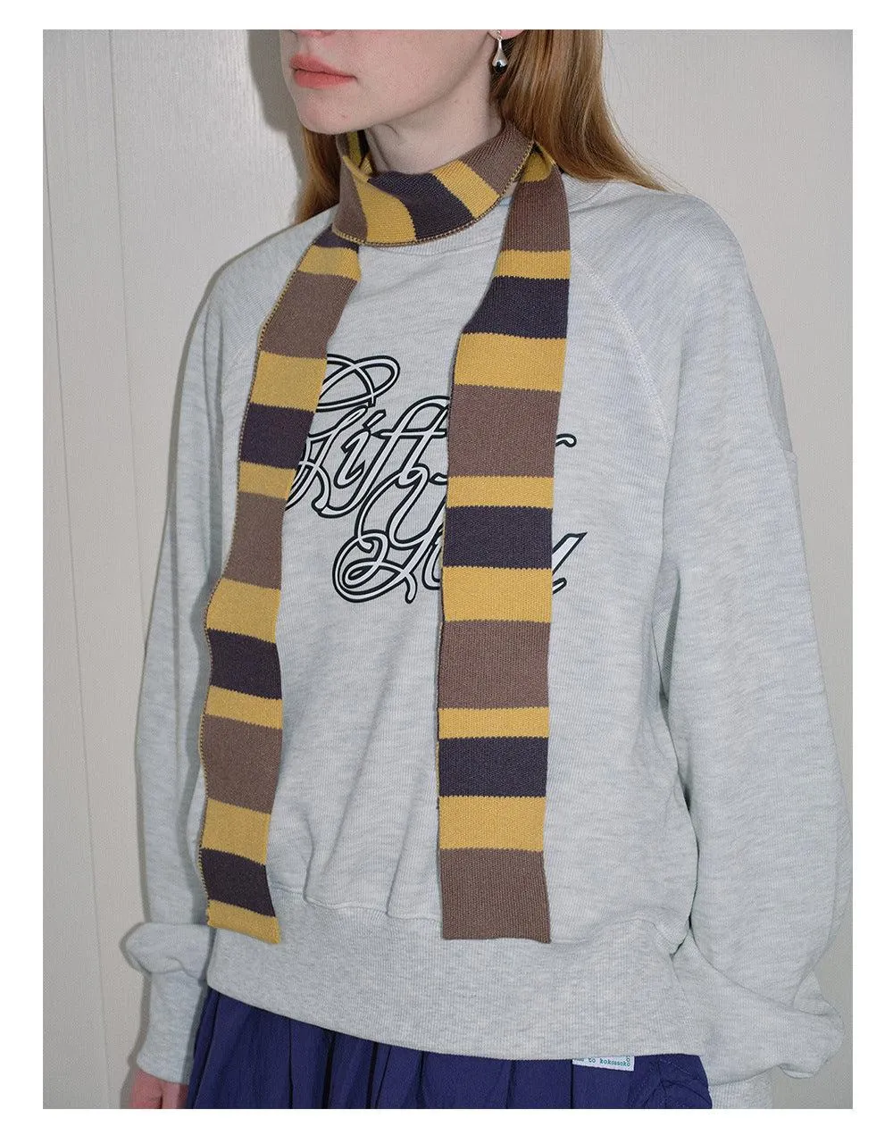 Ladies Color Block Stripe Kint Scarves YW030