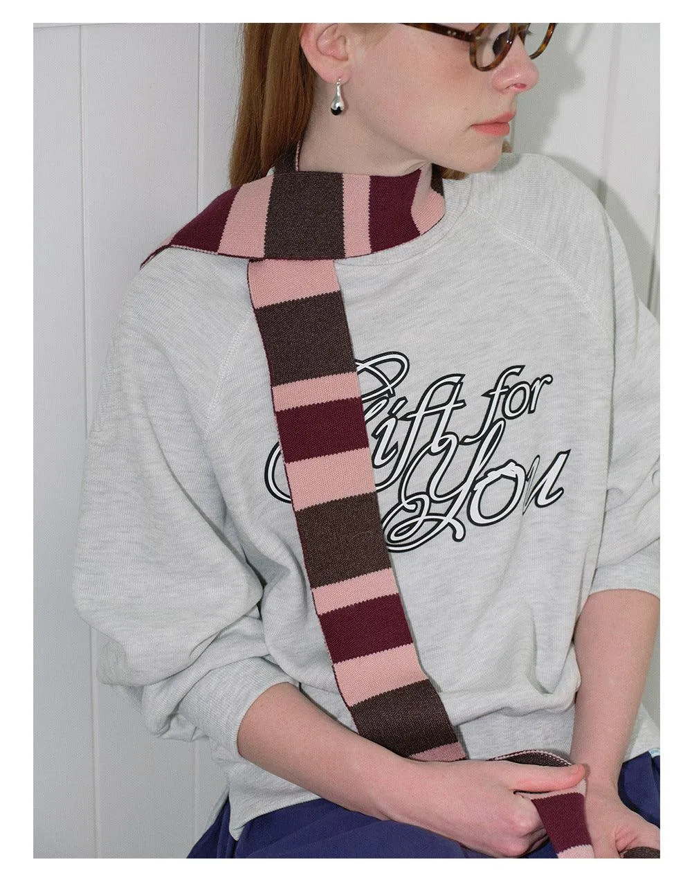 Ladies Color Block Stripe Kint Scarves YW030