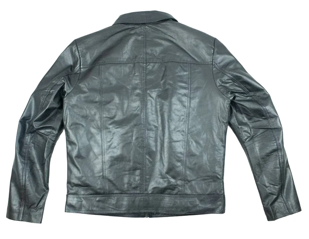 Leather Point Zip Black Jacket