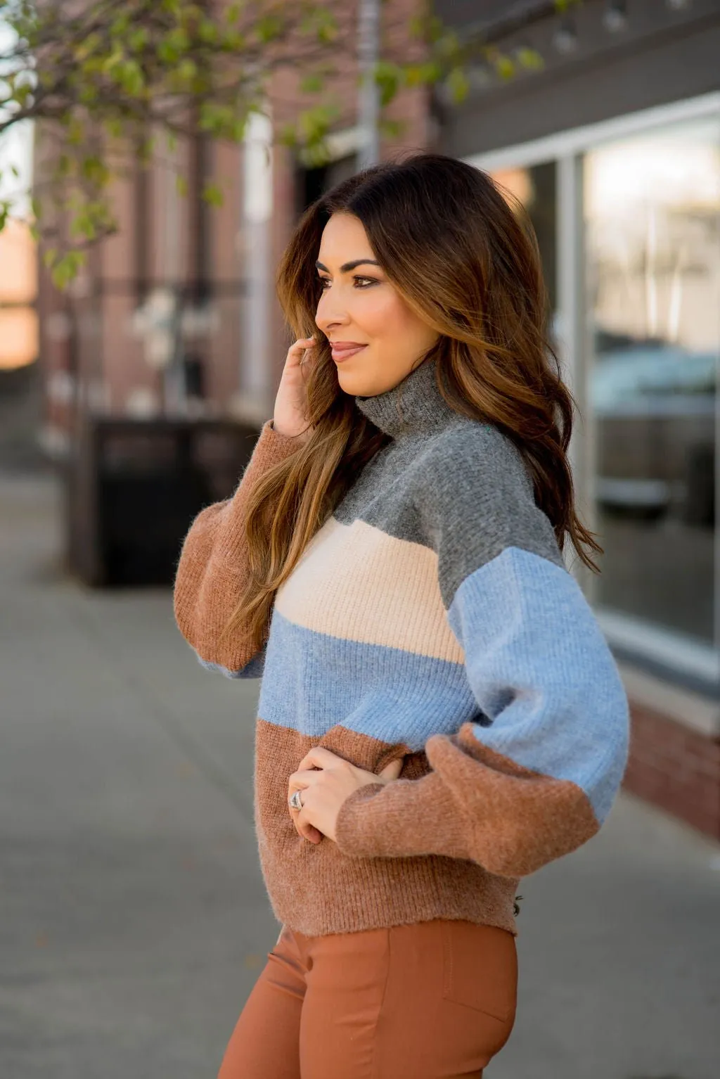 Marled Quad Colored Turtle Neck Sweater