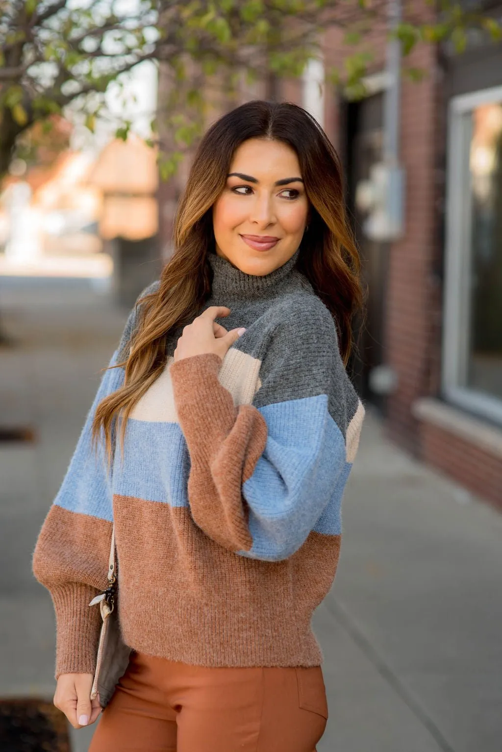 Marled Quad Colored Turtle Neck Sweater