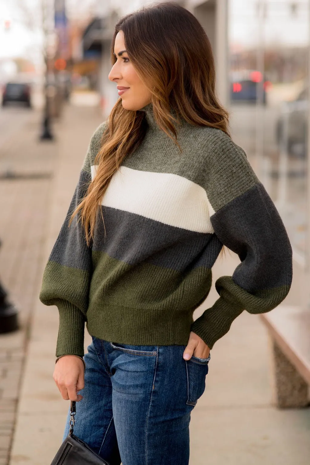 Marled Quad Colored Turtle Neck Sweater