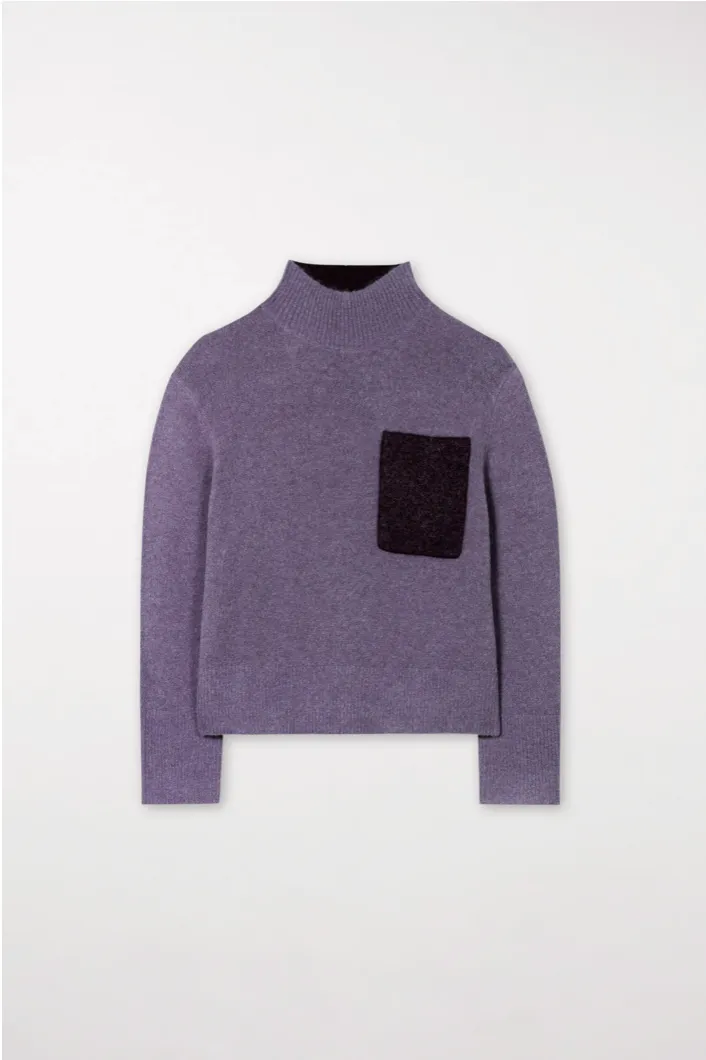 Mauve & Burgundy Contrast Turtleneck Sweater