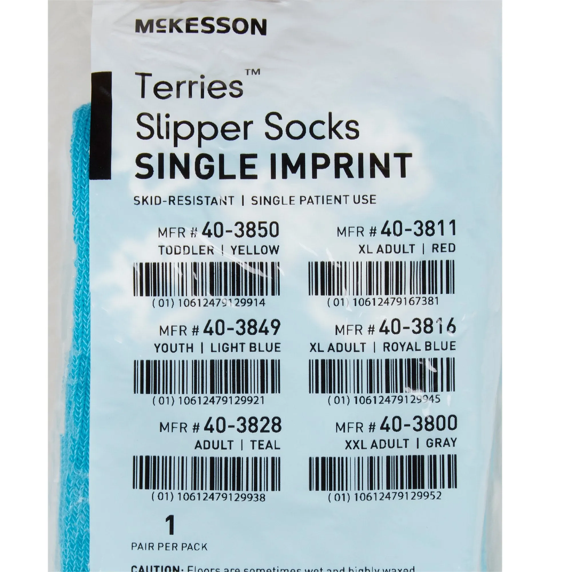 McKesson Terries™ Adult Slipper Socks, Large, Teal