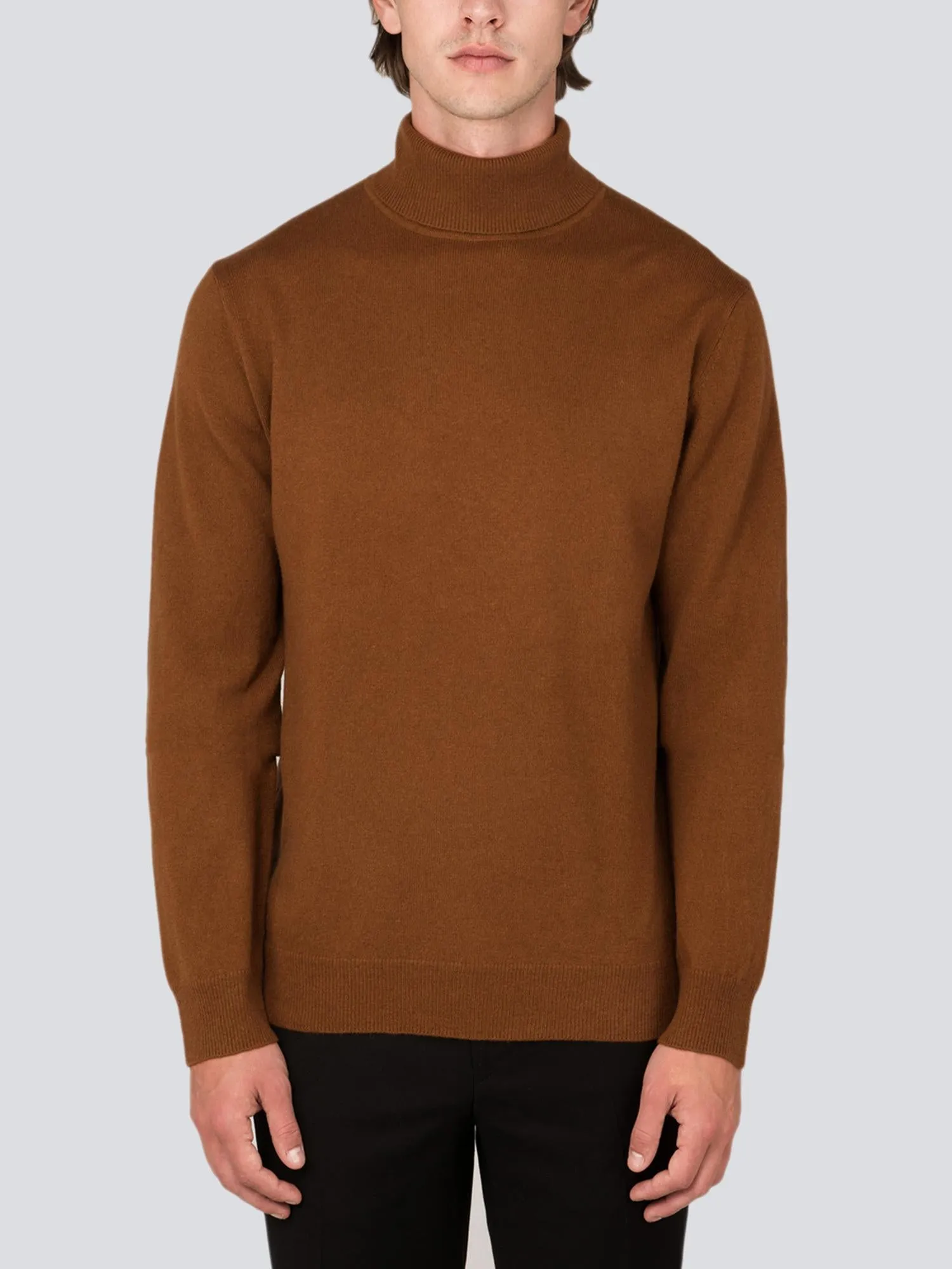 Men Turtleneck Sweater_Deep Camel