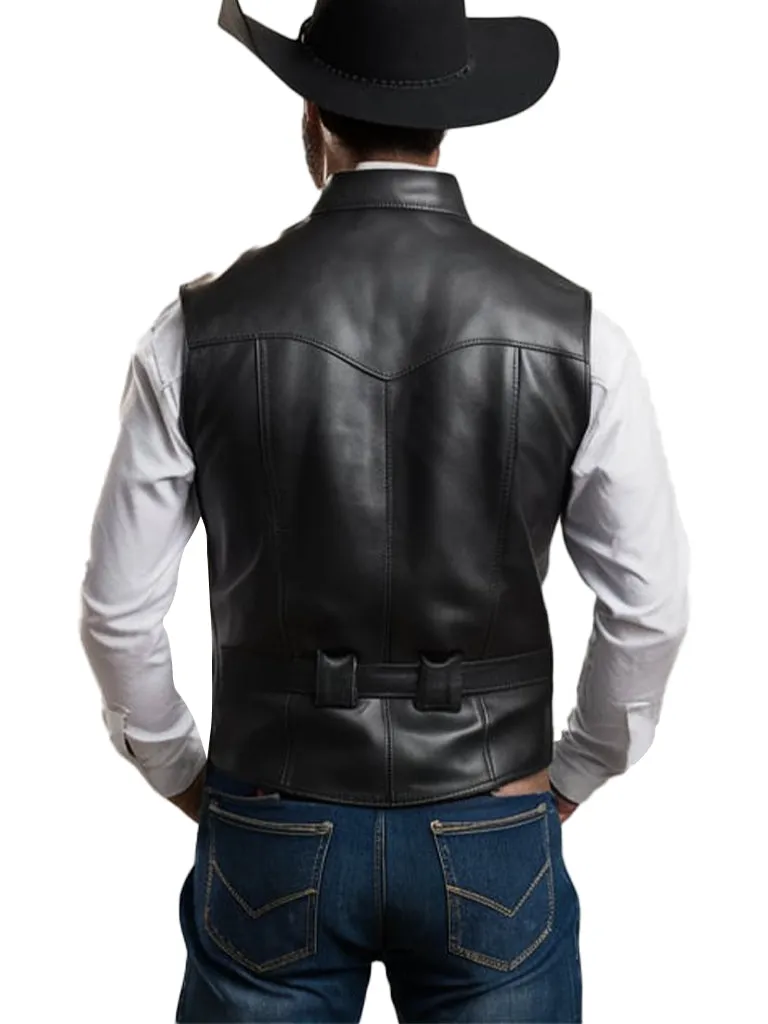 Men's Black Fend Western Leather Vest