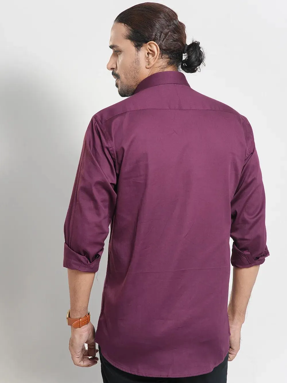 Men's Full Sleeve Casual Shirt in Burgundy