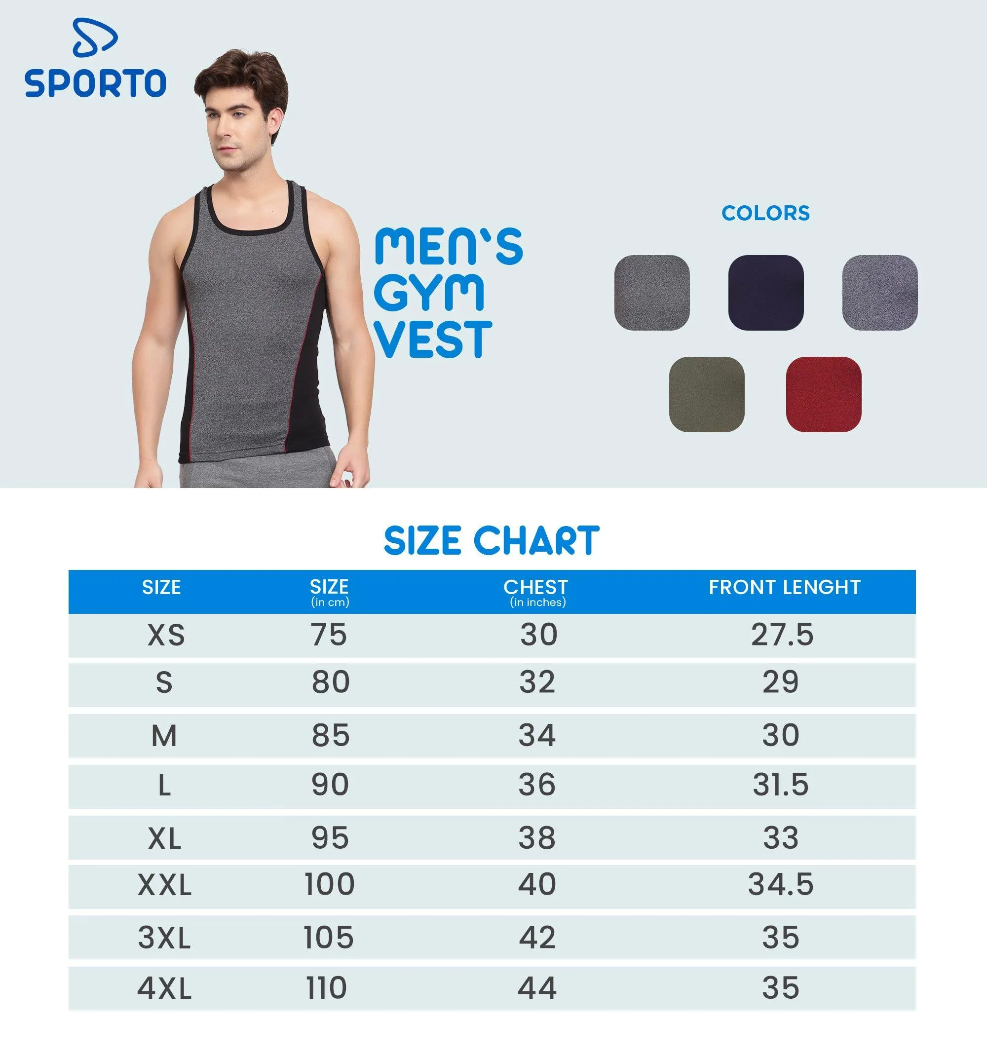 Men's Gym Vests with Contrast Side Panels - Pack 0f 2 (Olive & Navy)