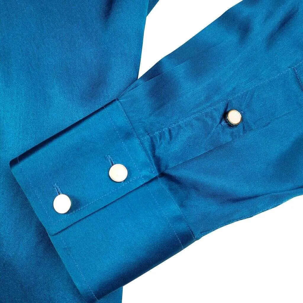 Men's Turquoise Blue Silk Shirt