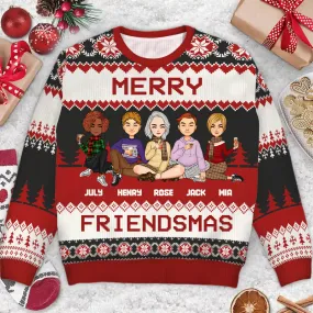 Merry Friendsmas - Christmas Gift For Besties - Personalized Unisex Ugly Sweater