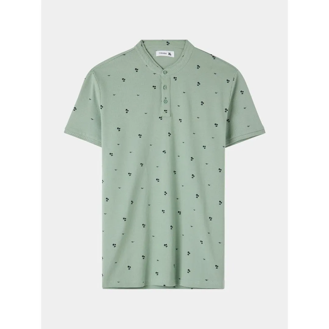 Micro Patterned Henley T-Shirt