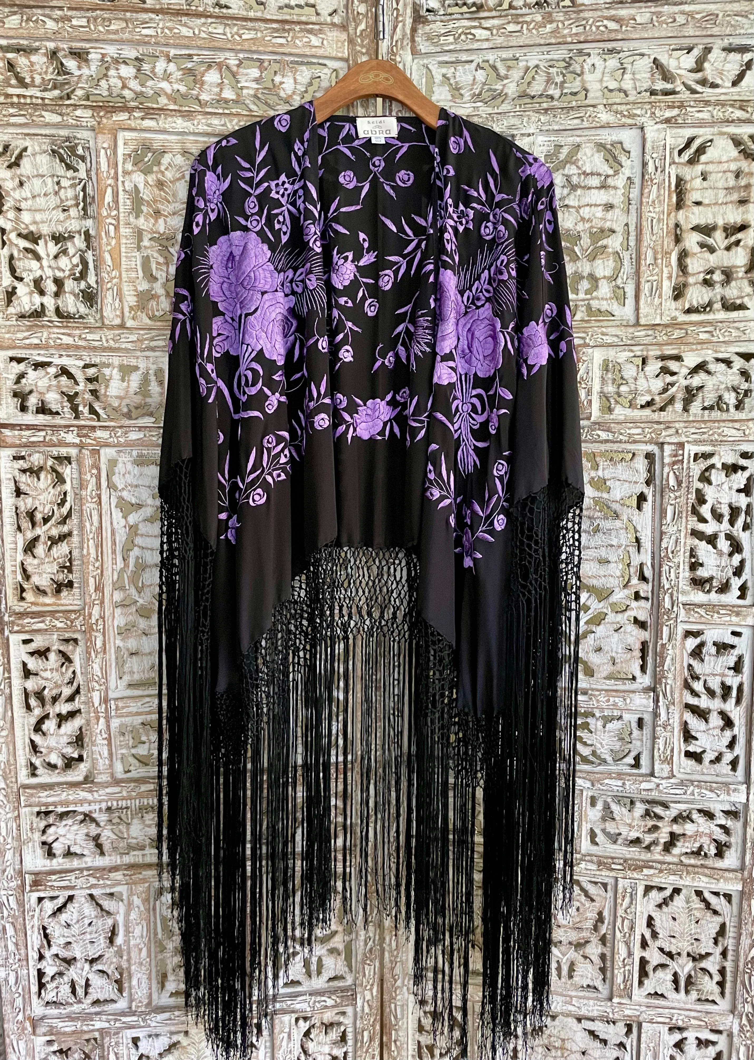 MIDNIGHT BLOOM PIANO SHAWL KIMONO