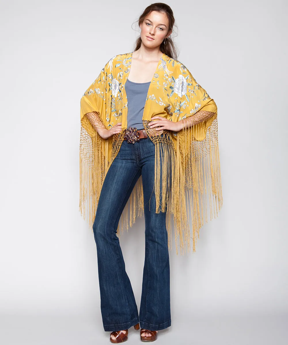 MIDNIGHT BLOOM PIANO SHAWL KIMONO