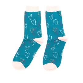 Miss Sparrow Sketch Hearts Bamboo Socks (4 Colours )