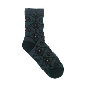 Mori Diamond Fleur (Black) Women's Crew Sock