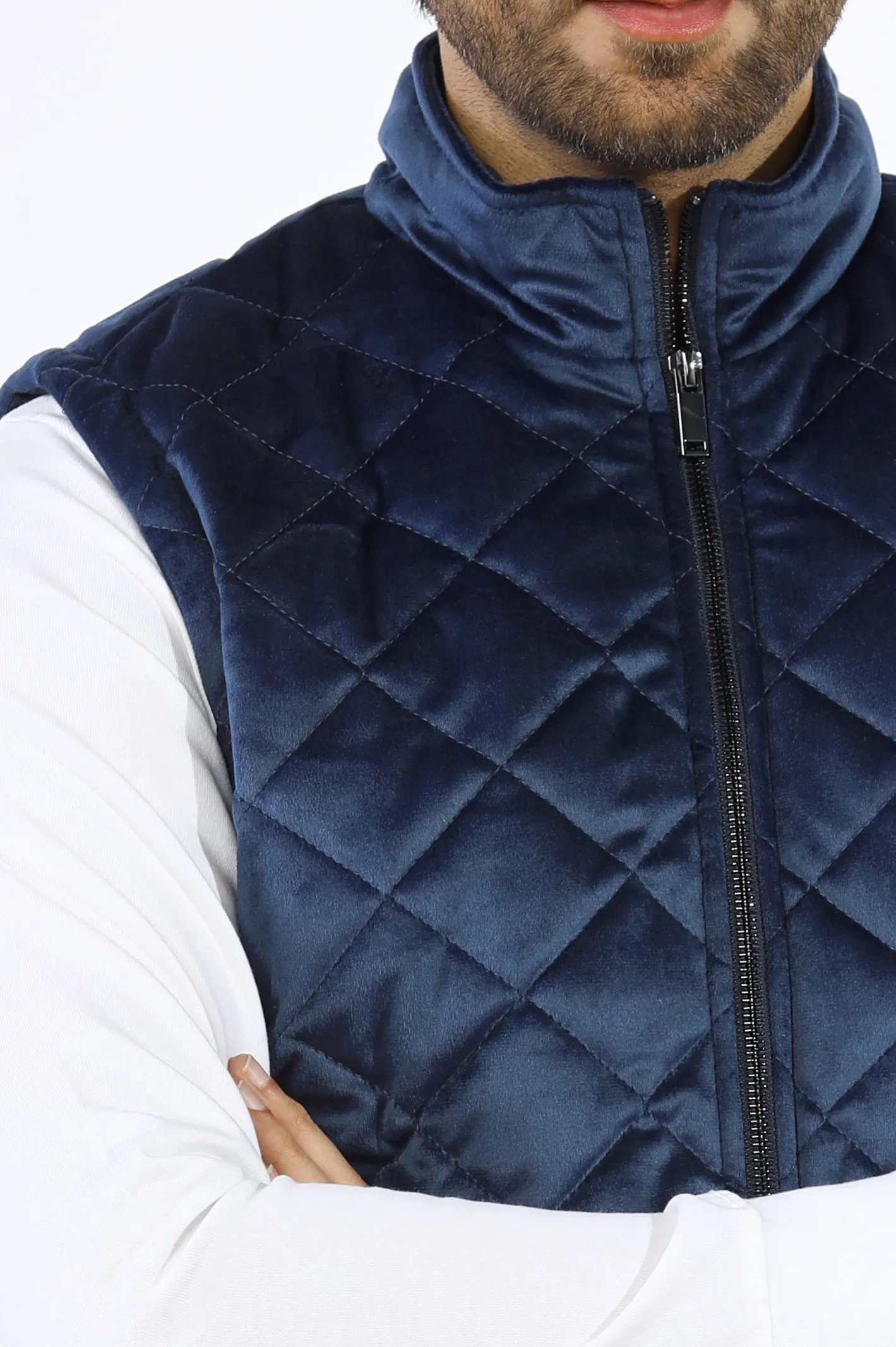 Navy Blue Quilted Puffer Vest for Mens