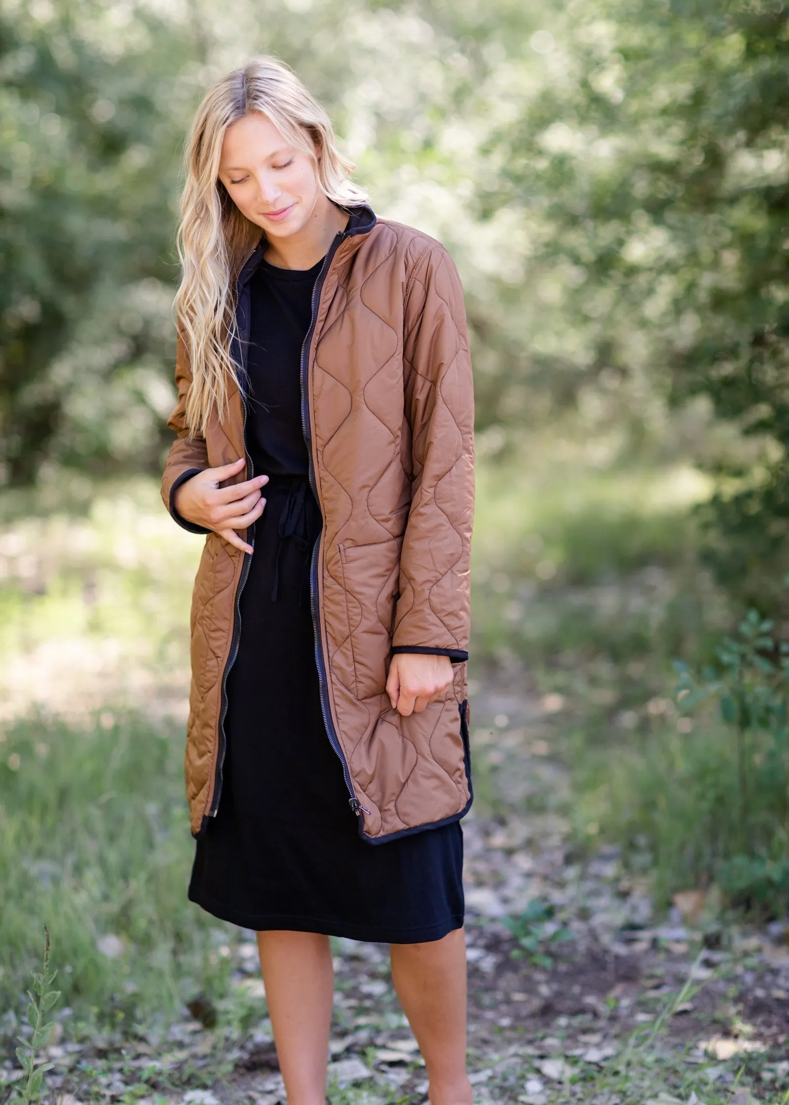 Nixie Black and Brown Reversible Quilted Jacket