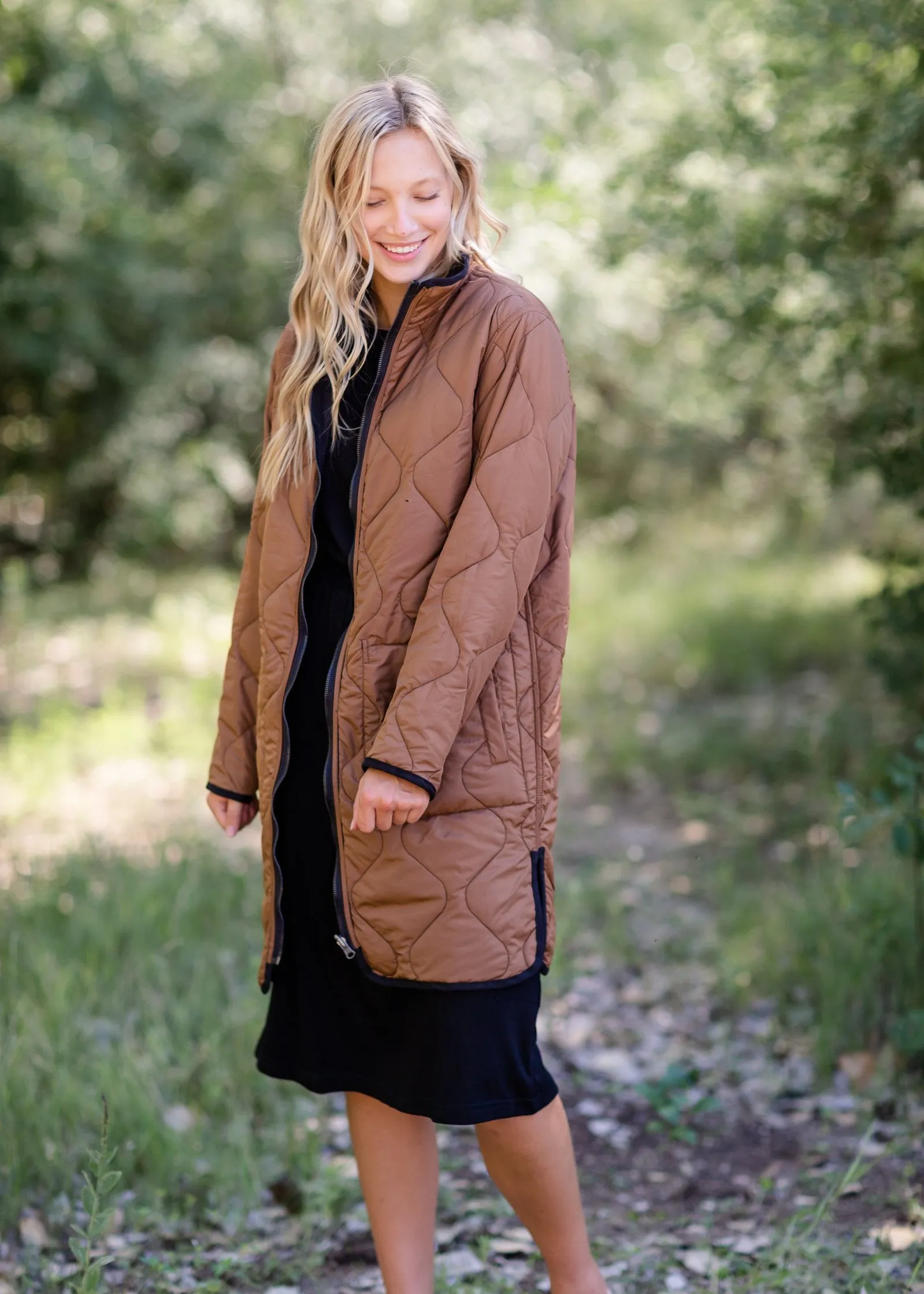 Nixie Black and Brown Reversible Quilted Jacket