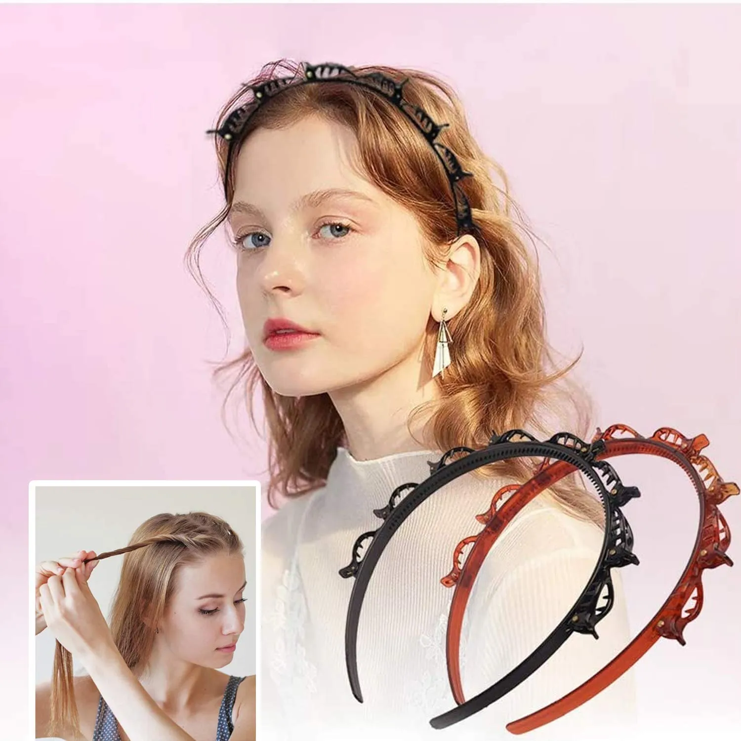 Non-Slip Headband With Clips-2PCS