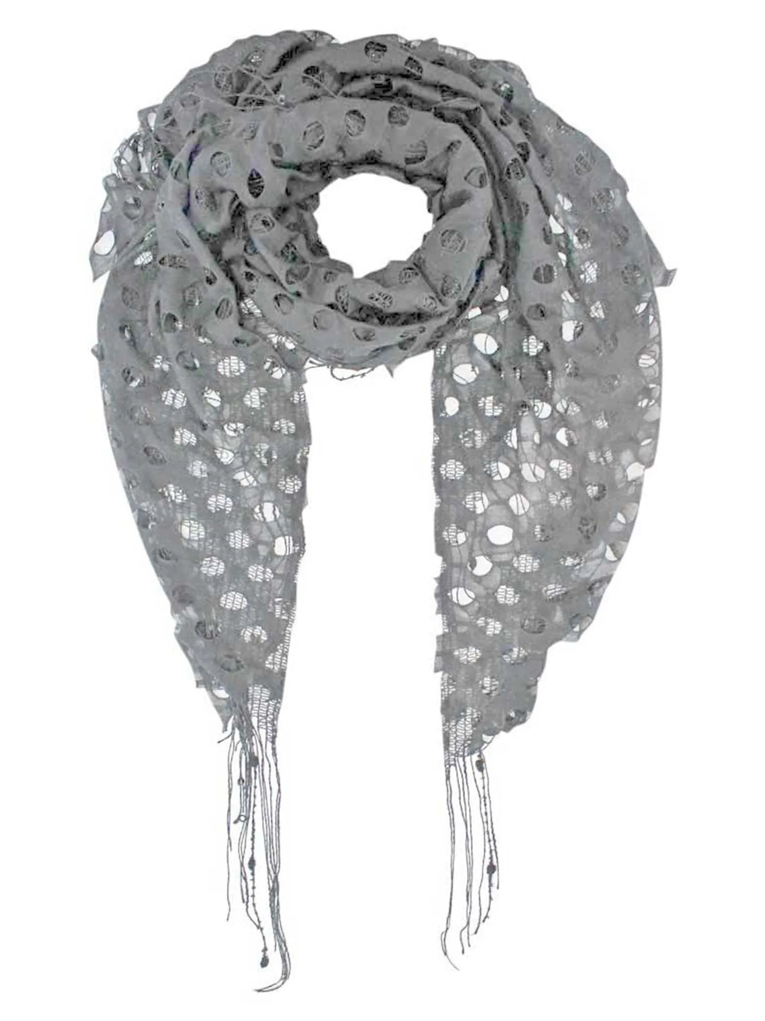 Open Knit Lace Net Fringed Shawl Scarf Wrap