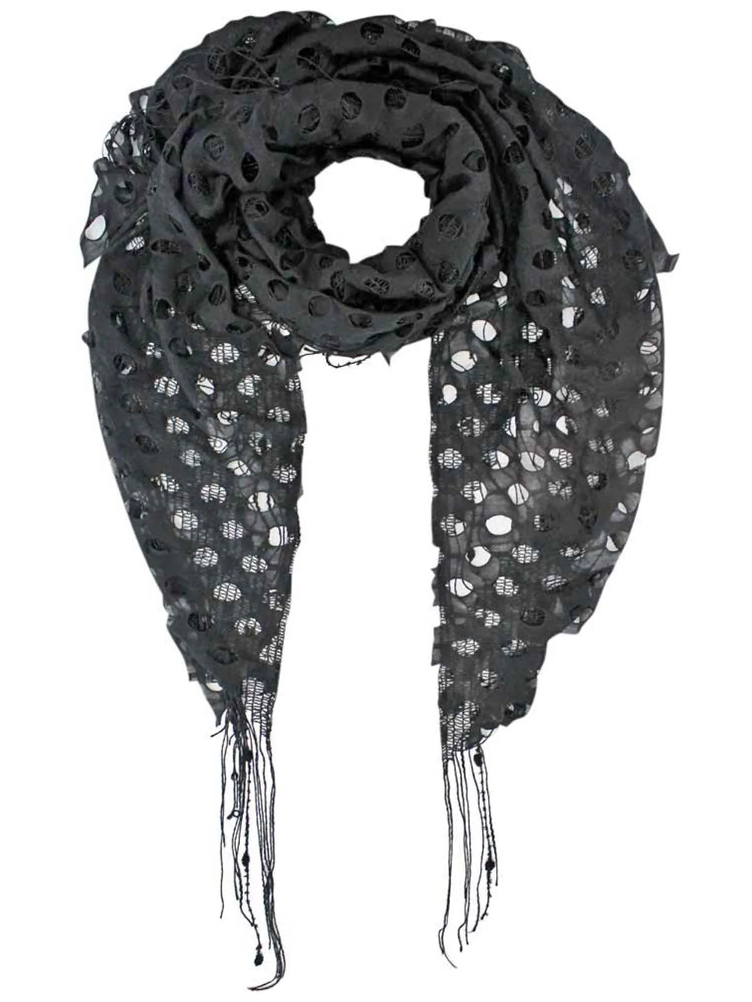 Open Knit Lace Net Fringed Shawl Scarf Wrap