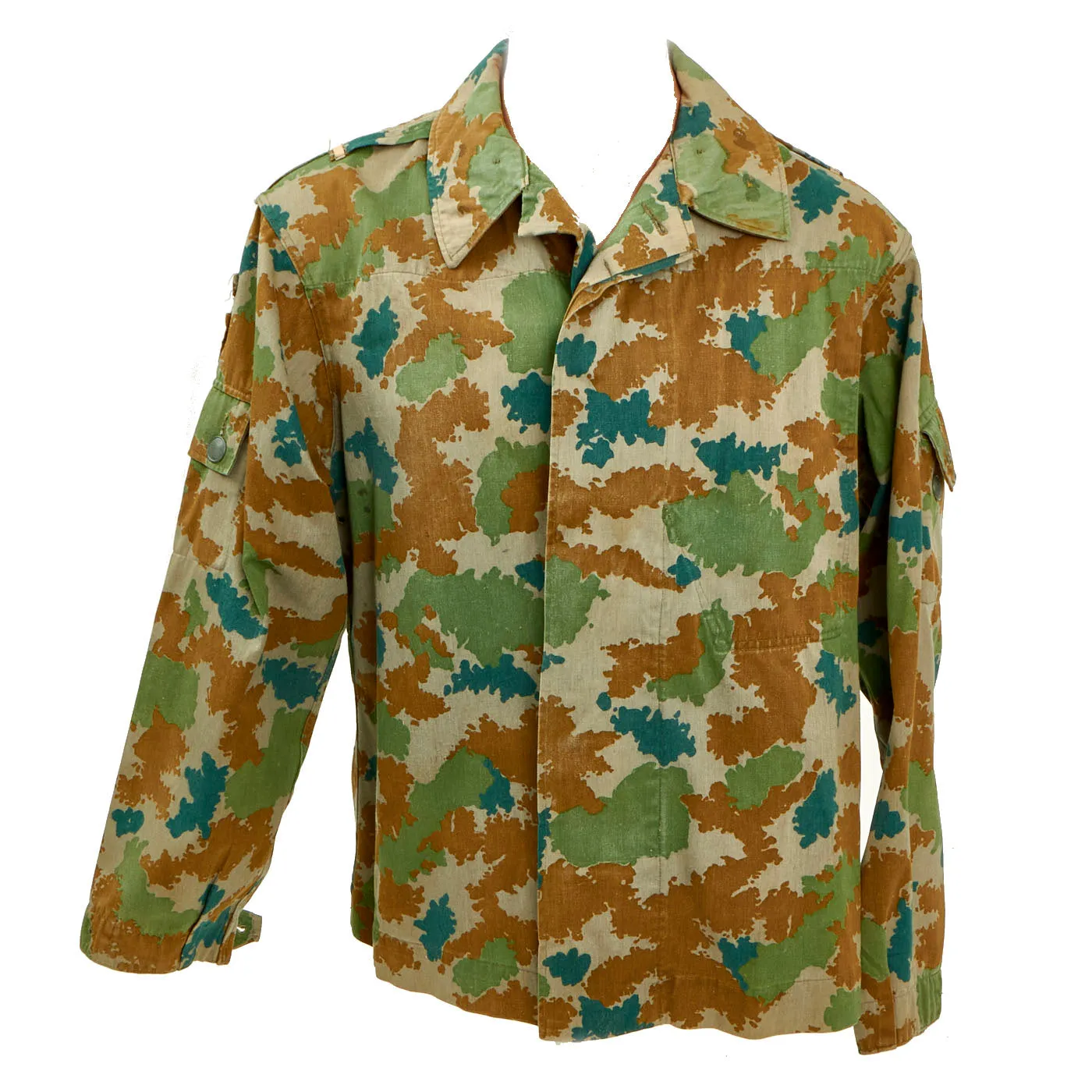 Original East German Cold War Era M58 Flächentarn “Blumentarn” Camouflage Utility Uniform Set - Blouse and Trousers Dated 1964