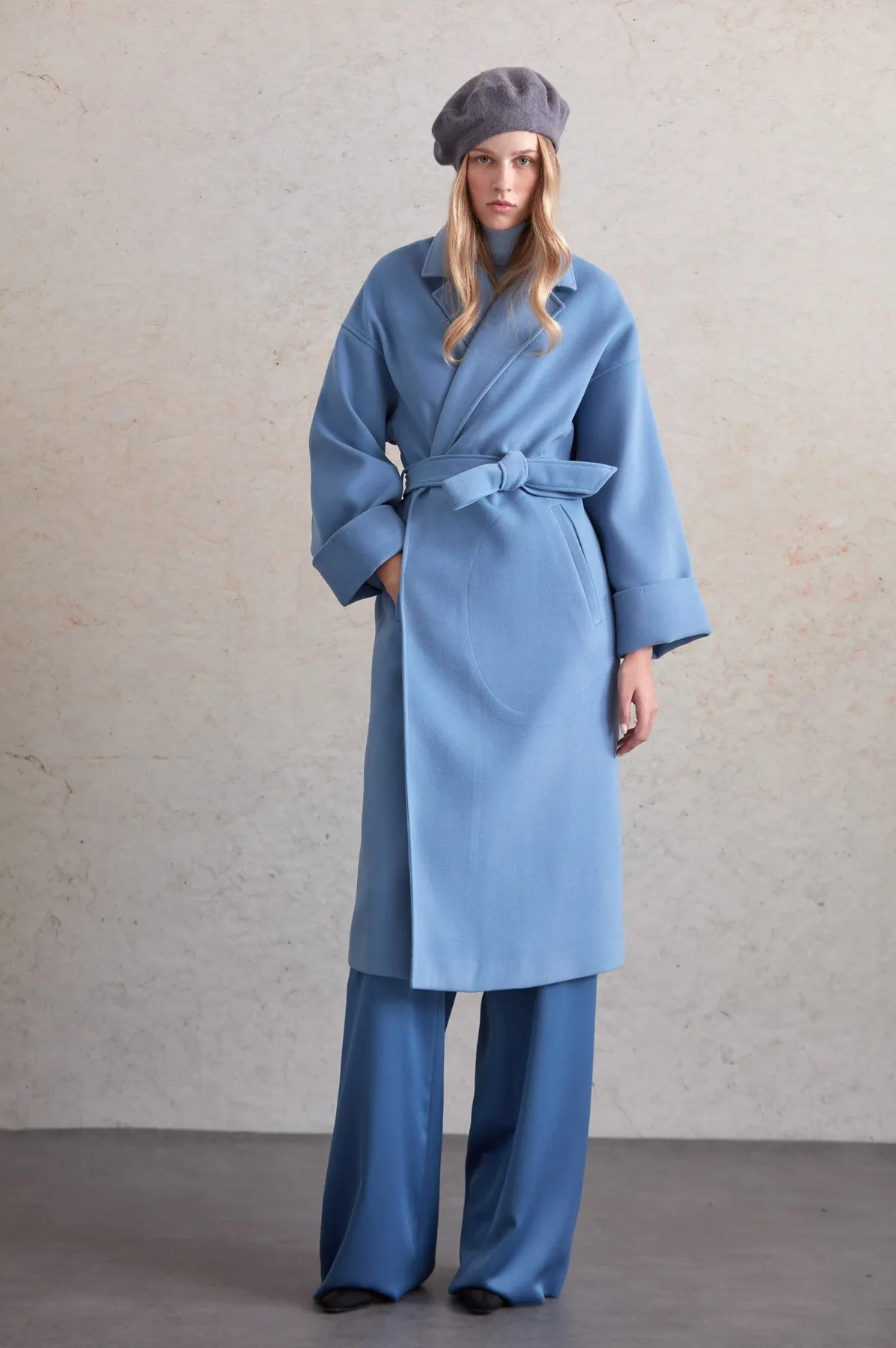 Oversize Michelle Belted Peak Lapel Coat