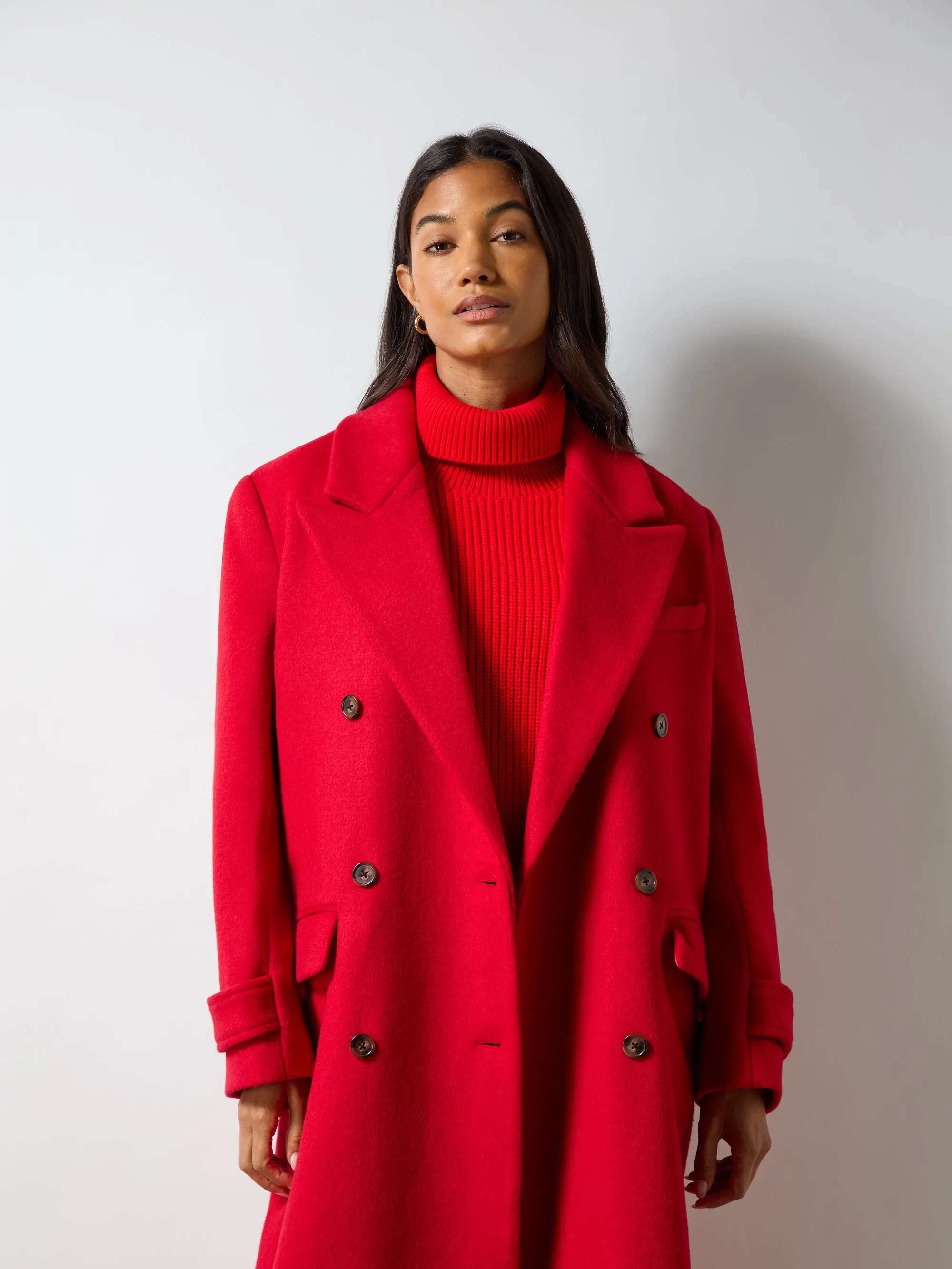 Oversized Red Wool Blend Coat