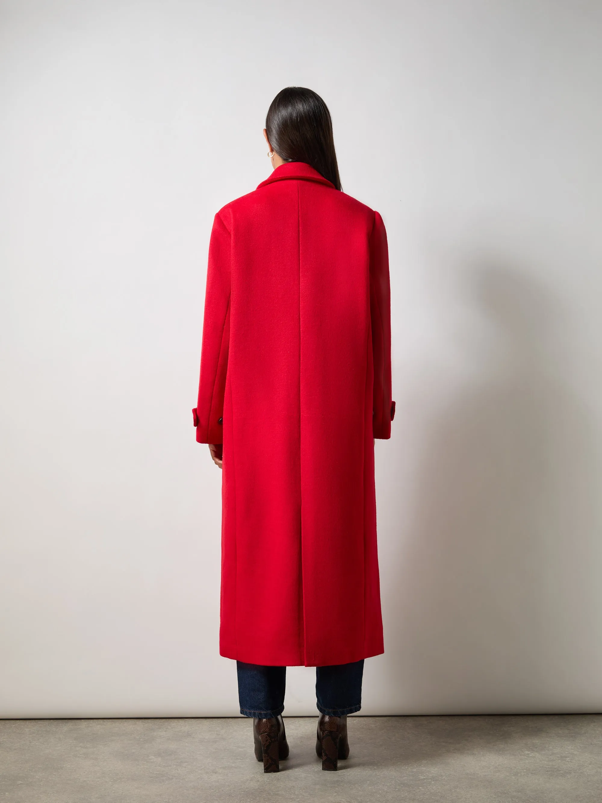 Oversized Red Wool Blend Coat