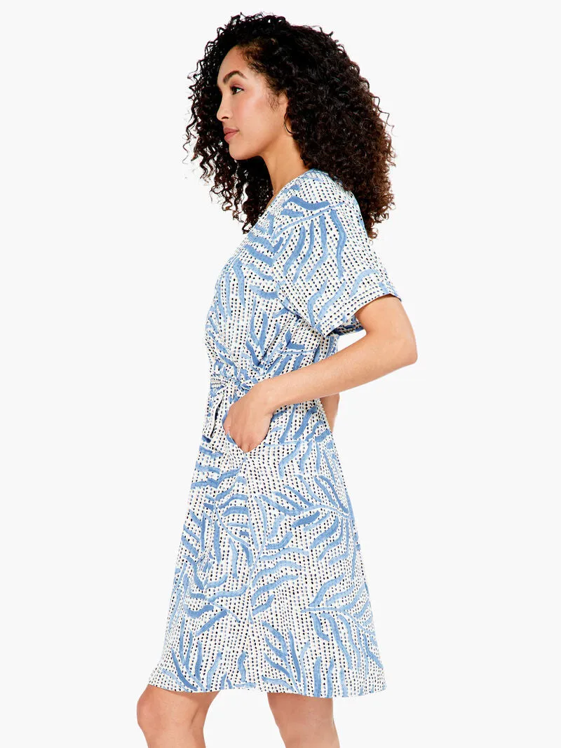 Palm Dot Dress In Blue Multi