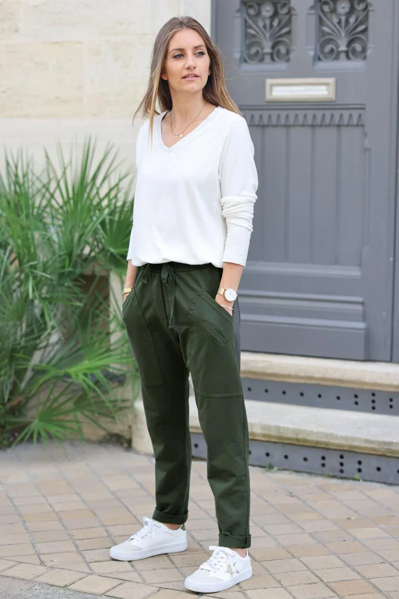 Pantalon de jogging urbain vert kaki à poches